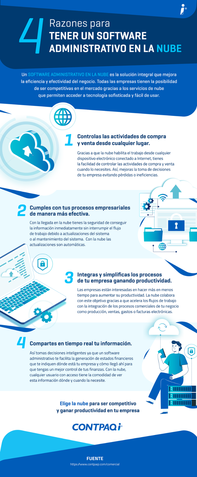 Infografía Razones para tener un software administrativo en la nube
